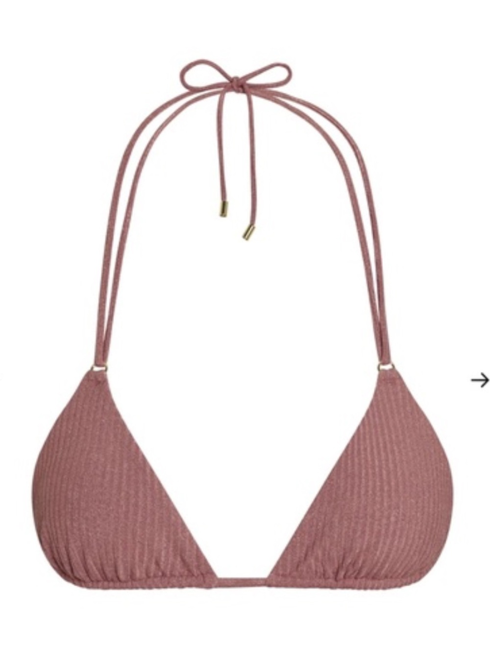 NWT Monday Swimwear Hanalei Top AND Bronte Bottom - Mauve Lurex Rib - size L, V